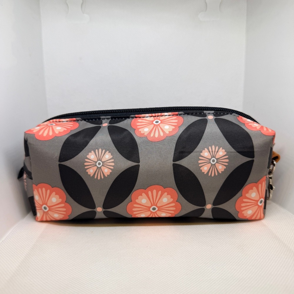 Petunia Pickle Bottom Insulated Bottle Bag Grey Coral Floral Geometric Pouch 8in
